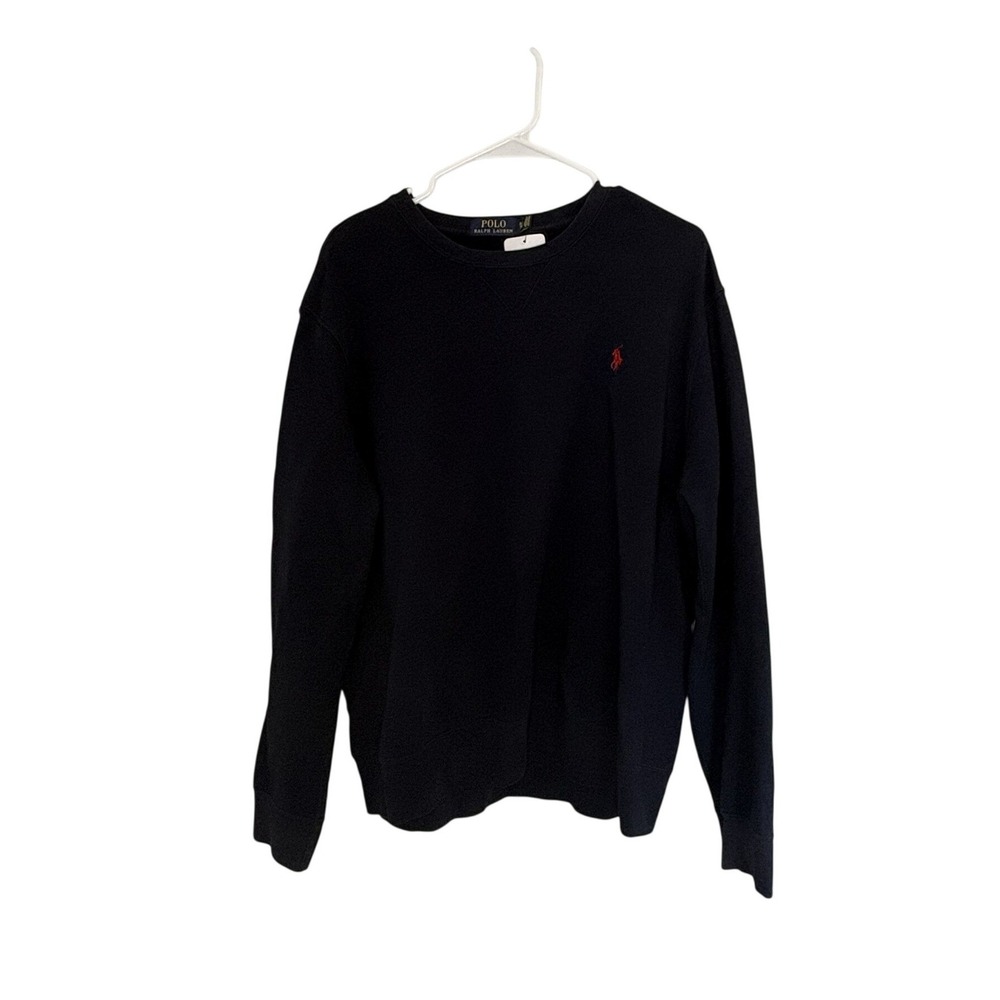 Polo Ralph Lauren Mens XL Navy Blue‎ Crewneck Sweatshirt Red Pony Logo Fleece